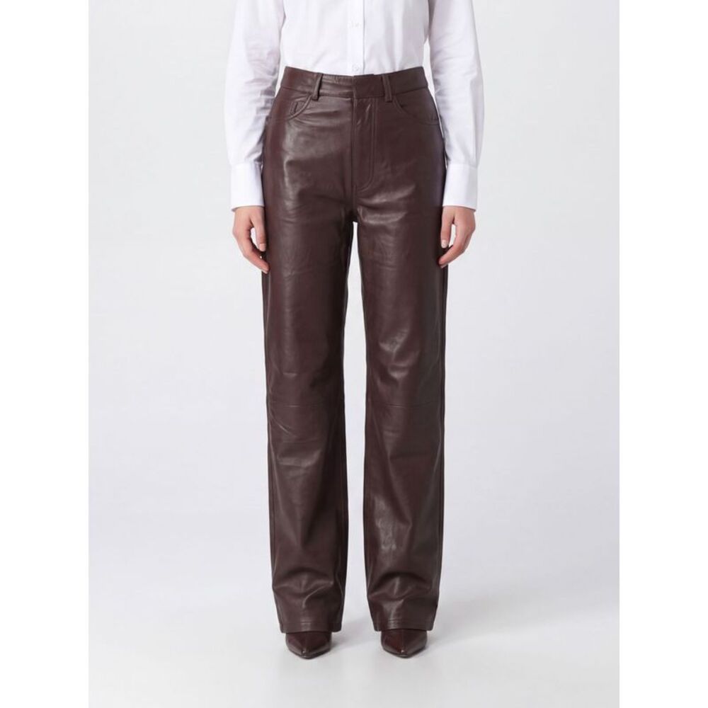 Rotate Women High-Waisted Wide-Leg Trousers Rotate In Smooth Lambskin Leather